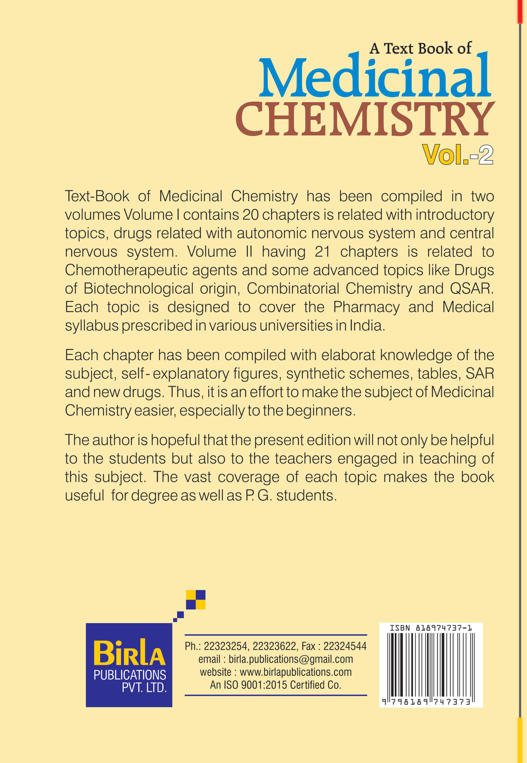 MEDICINAL CHEMISTRY VOL.II Birla Publications Pvt. Ltd.